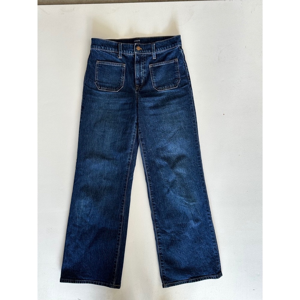 J.Crew Slim Wide-Leg Jeans Dark Wash Patch Pocket Denim CL230 Size 26